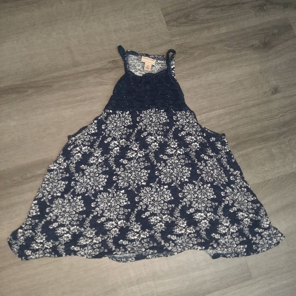 Cape Juby High Neck Braided Trim Flowy Floral Tank Top - Picture 1 of 7